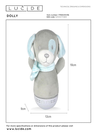 DOLLY - Night light Children's room - Batteries - LED - 1x3W 2700K - With music function - Grey