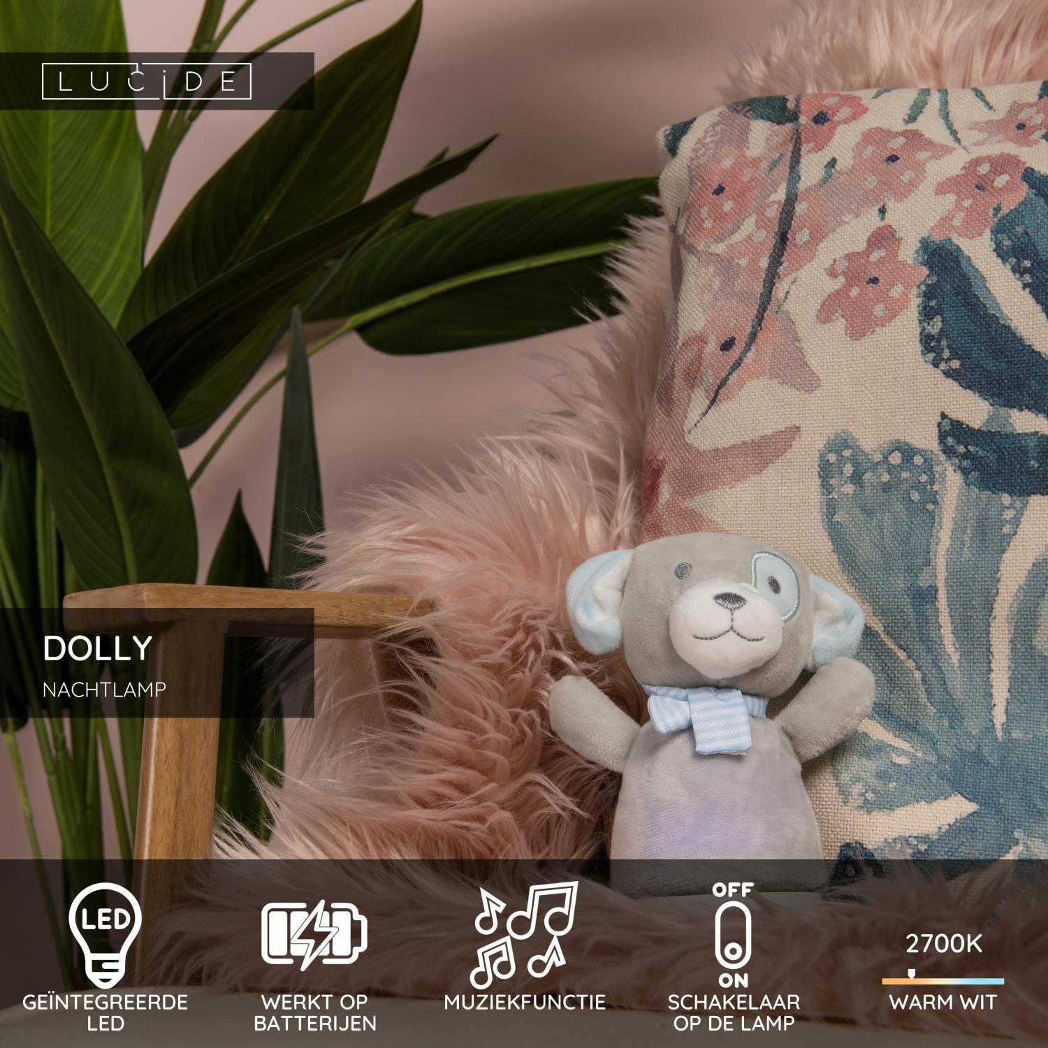 DOLLY - Night light Children's room - Batteries - LED - 1x3W 2700K - With music function - Grey
