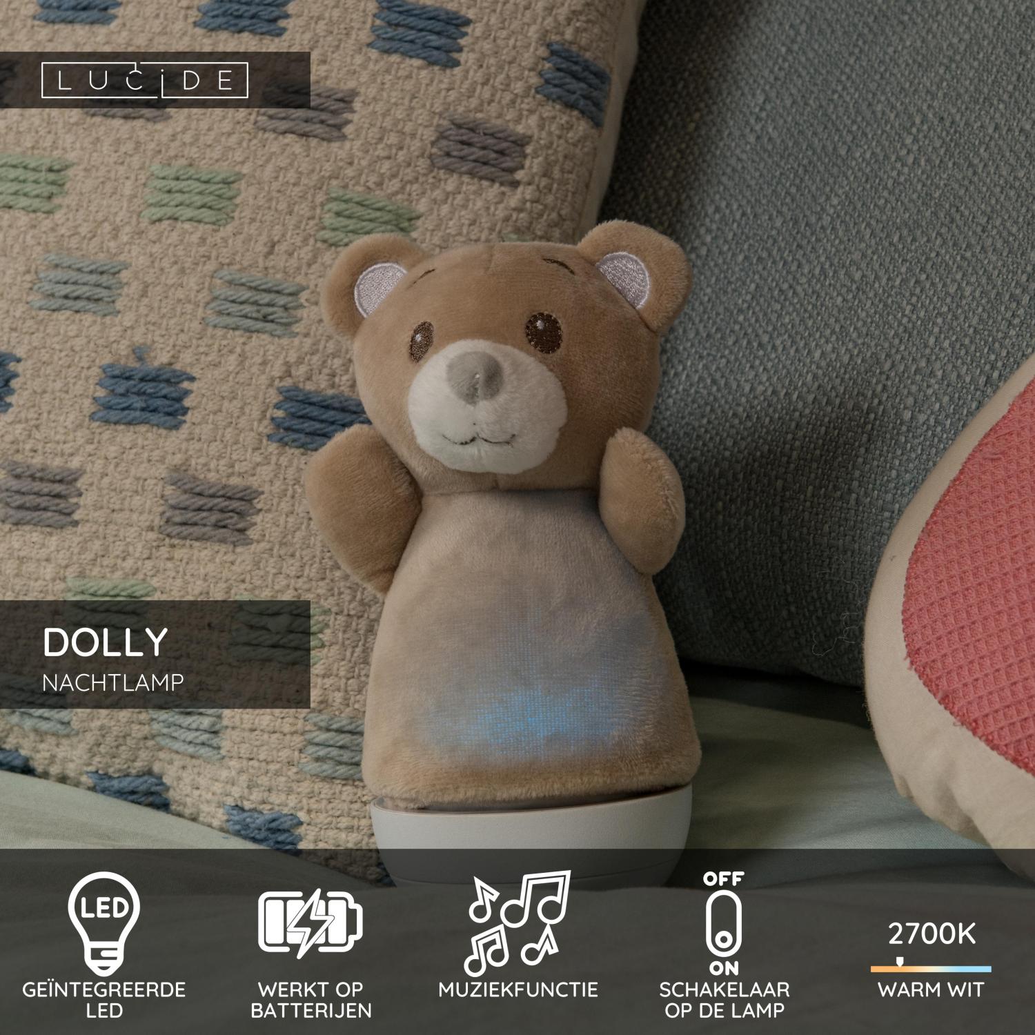 DOLLY - Night light Children's room - Batteries - LED - 1x3W 2700K - With music function - Brown