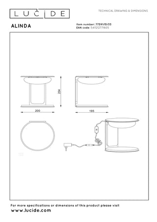 ALINDA - Tafellamp - Ø 20 cm - LED Dimb. - 1x9W 3000K - Groen | Essential