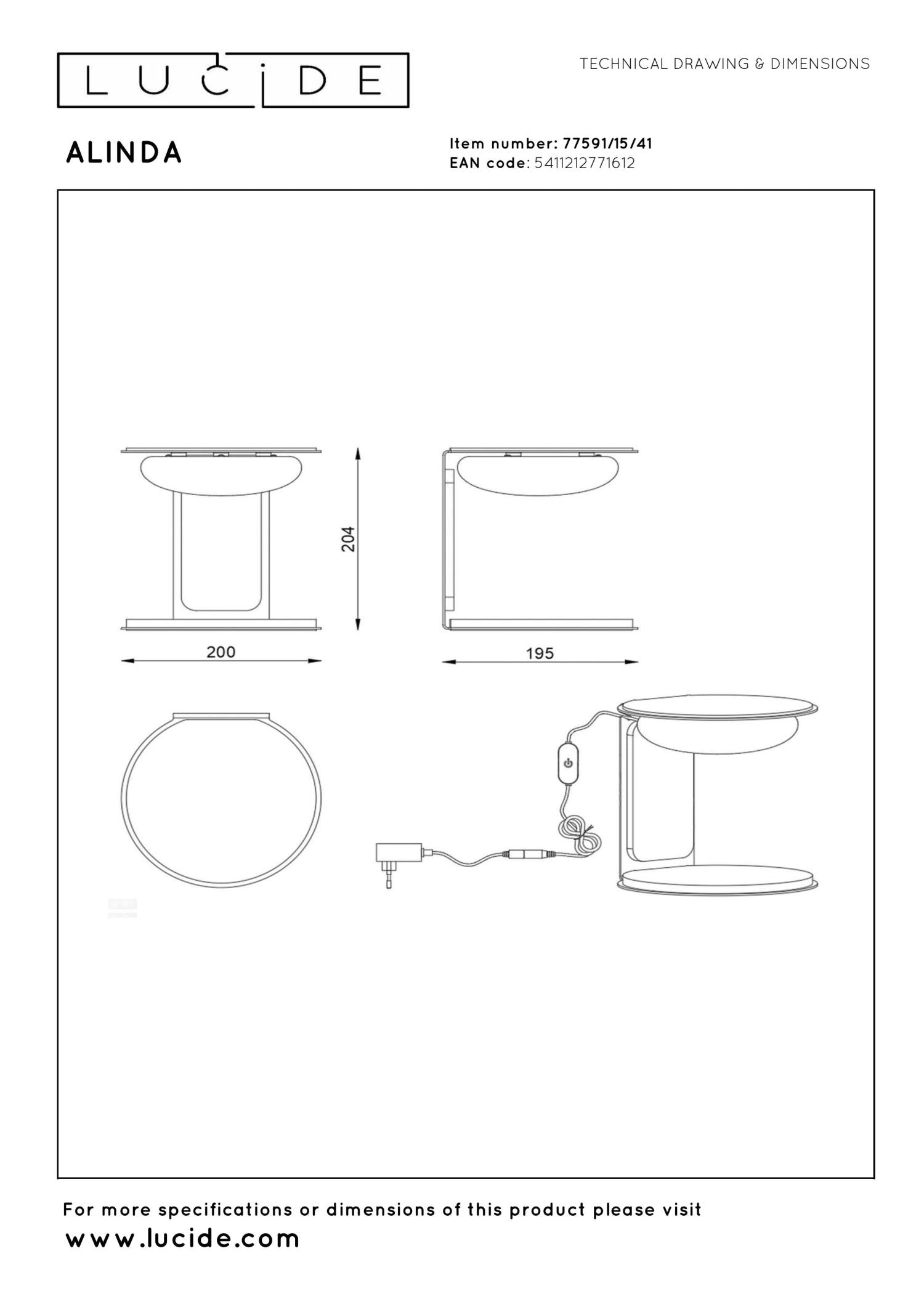 ALINDA - Lampe de table - Ø 20 cm - LED Var. - 1x9W 3000K - Taupe | Essential