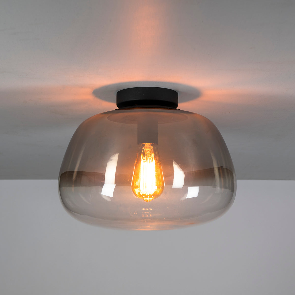 Ceiling lamp Pulse Shaded smoke grey glass - 1-light, diameter 36 cm