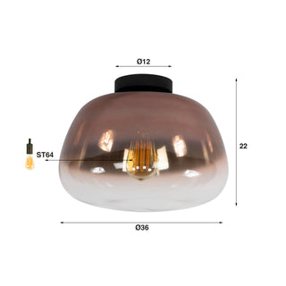 Ceiling lamp Pulse Shaded copper glass - 1-light, diameter 36 cm