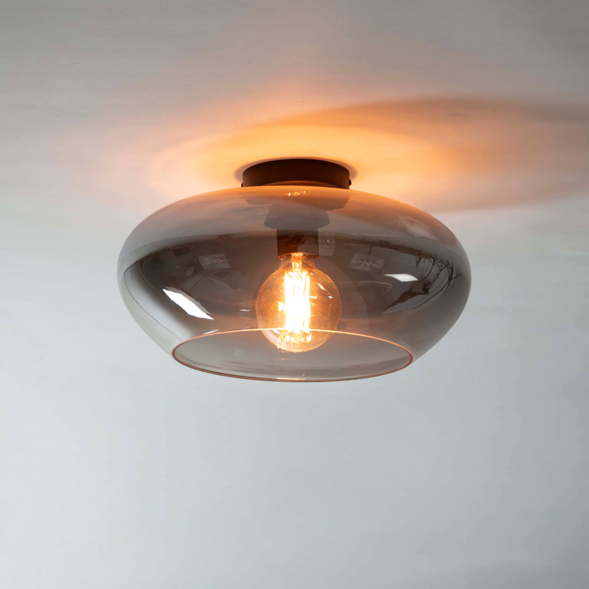 Plafonnier Elevate verre gris fumé - 1 lumière, diamètre 40 cm