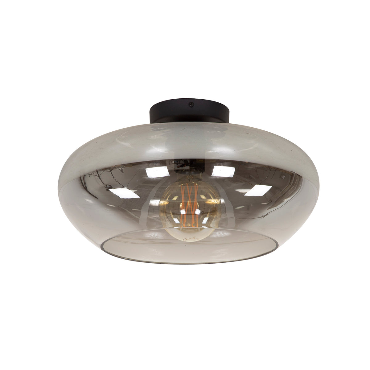 Plafonnier Elevate verre gris fumé - 1 lumière, diamètre 40 cm