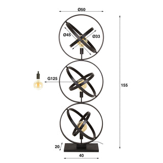 Vloerlamp Galaxy artic zwart - 3-lichts, 155 cm hoog