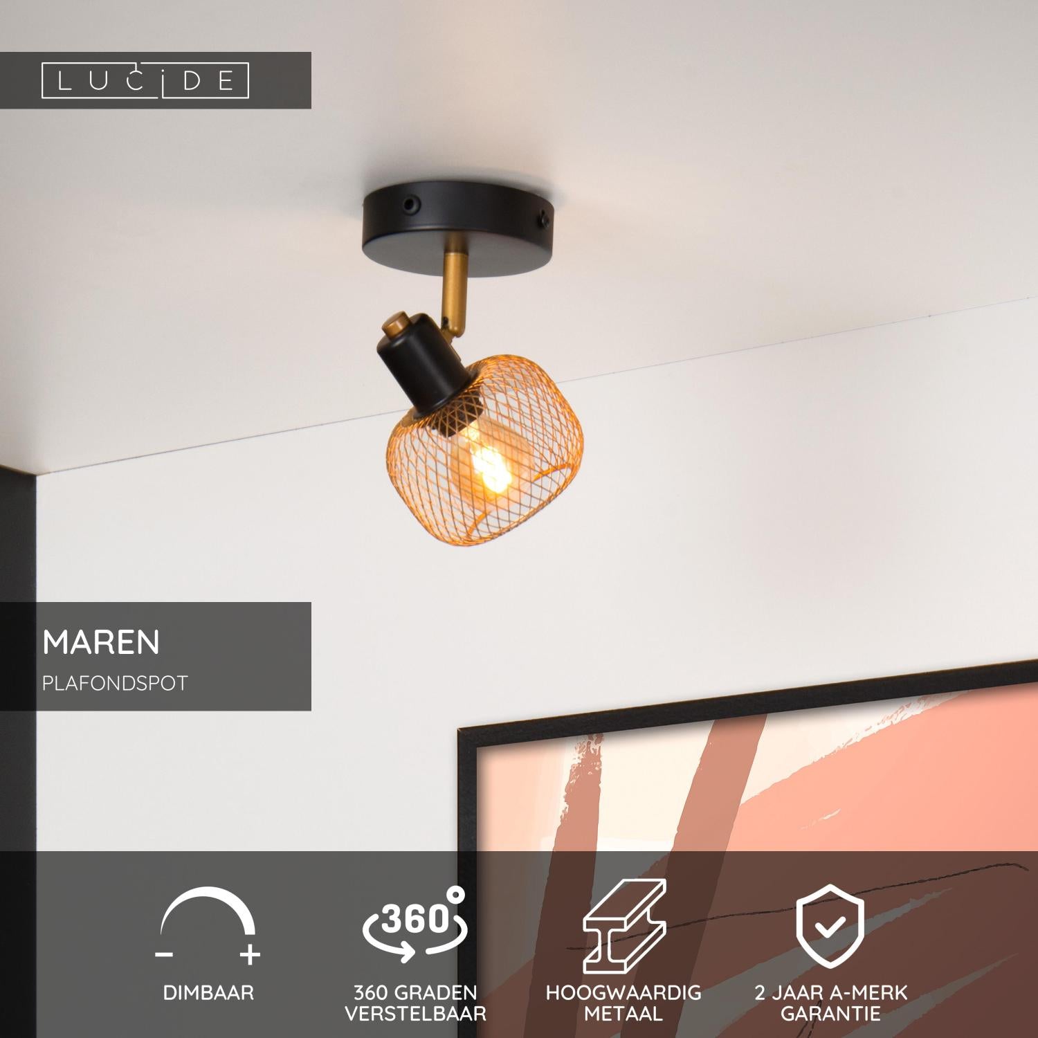 MAREN - Plafondspot - 1xE14 - Mat Goud / Messing