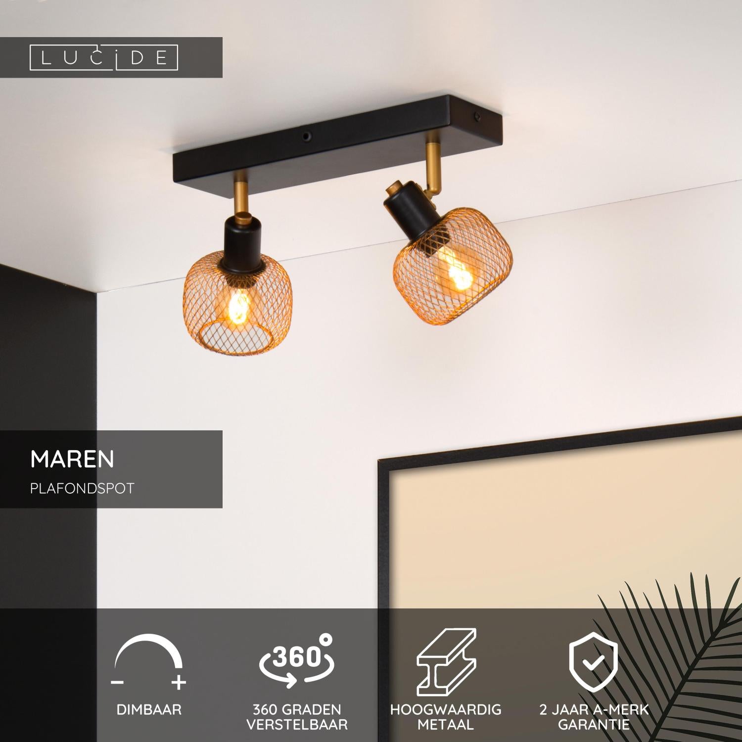 MAREN - Ceiling spot - 2xE14 - Matt Gold / Brass