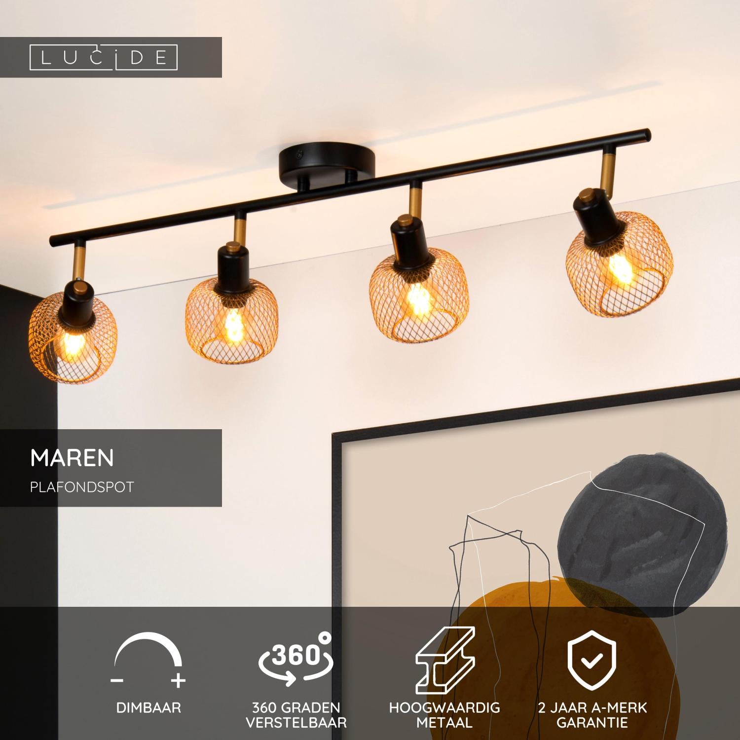 MAREN - Plafondspot - 4xE14 - Mat Goud / Messing