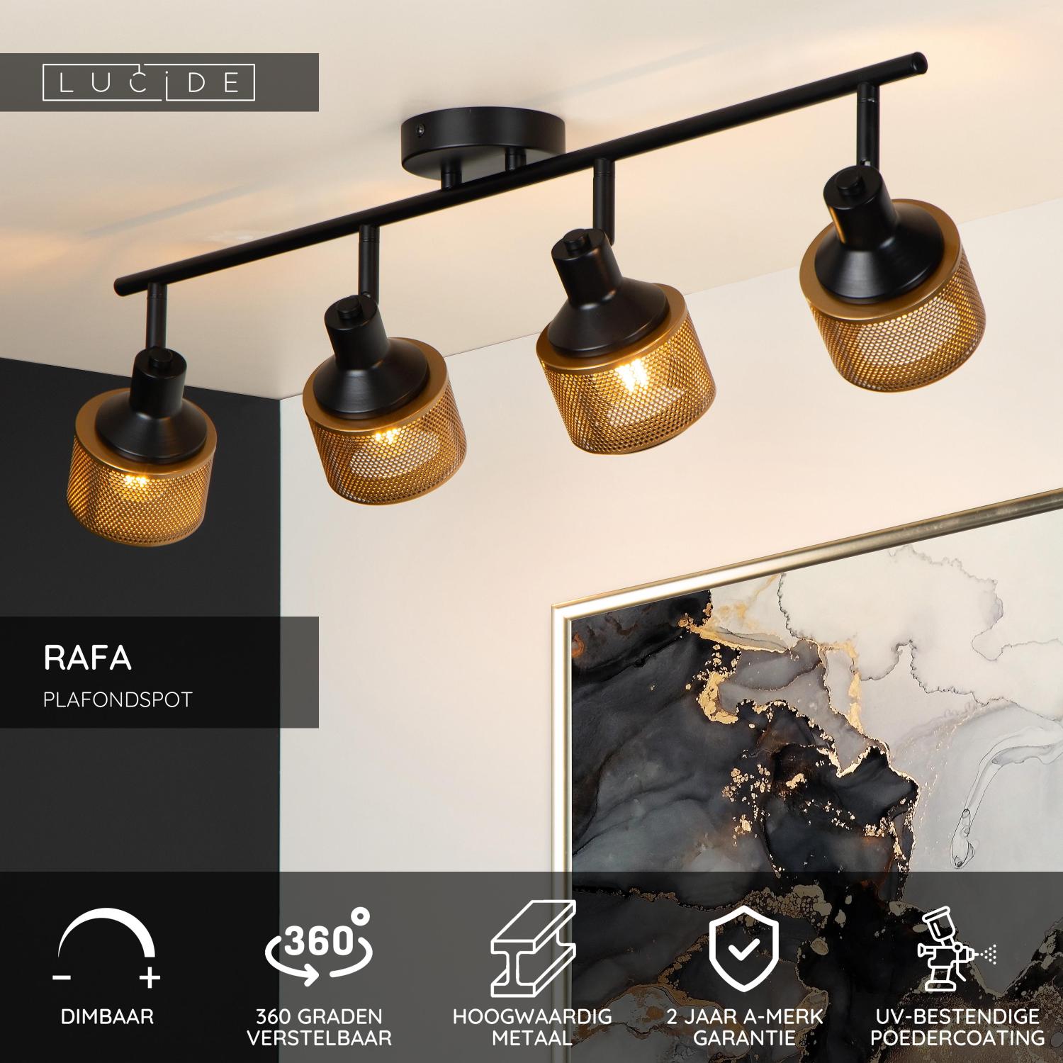 RAFA - Plafondspot - 4xE14 - Zwart