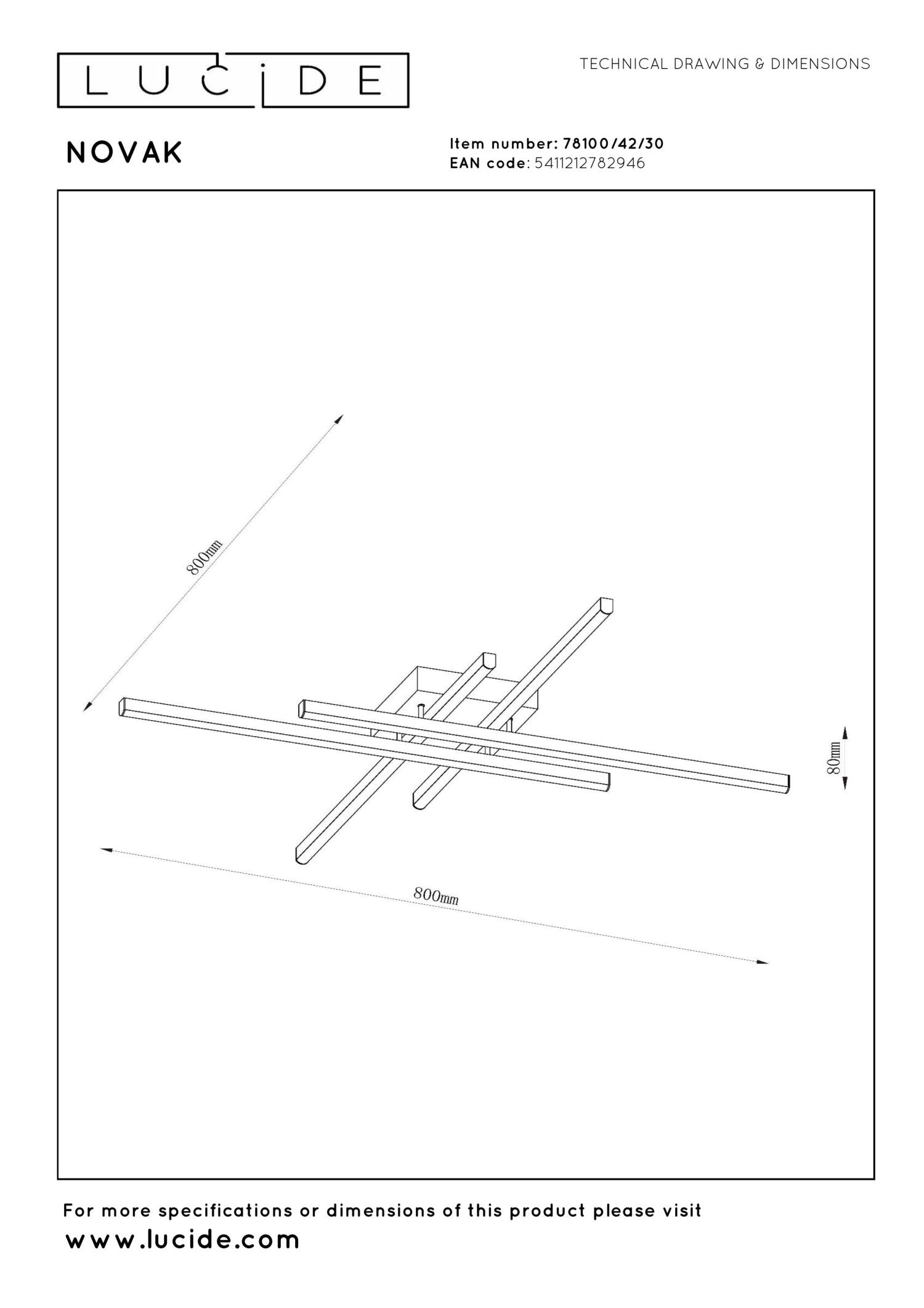 NOVAK - Plafonnier - LED Var. - CCT - 1x42W 2700K/4000K - Noir