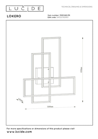 LOKERO - Plafonnière - LED Dimb. - CCT - 1x60W 2700K/4000K - Zwart