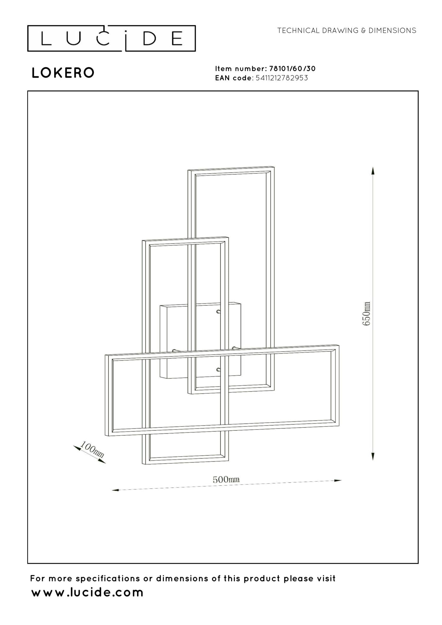 LOKERO - Plafonnière - LED Dimb. - CCT - 1x60W 2700K/4000K - Zwart