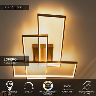 LOKERO - Plafonnière - LED Dimb. - CCT - 1x60W 2700K/4000K - Zwart