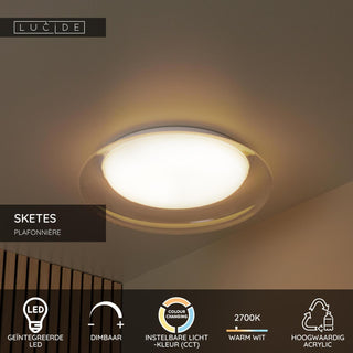 SKETES - Ceiling light - Ø 35.2 cm - LED Dimmable - CCT - 1x18W 2700K/5000K - Transparent