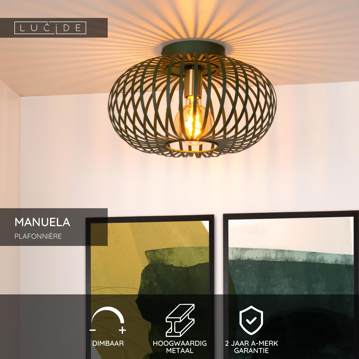 MANUELA - Plafonnière - Ø 39,5 cm - 1xE27 - Groen
