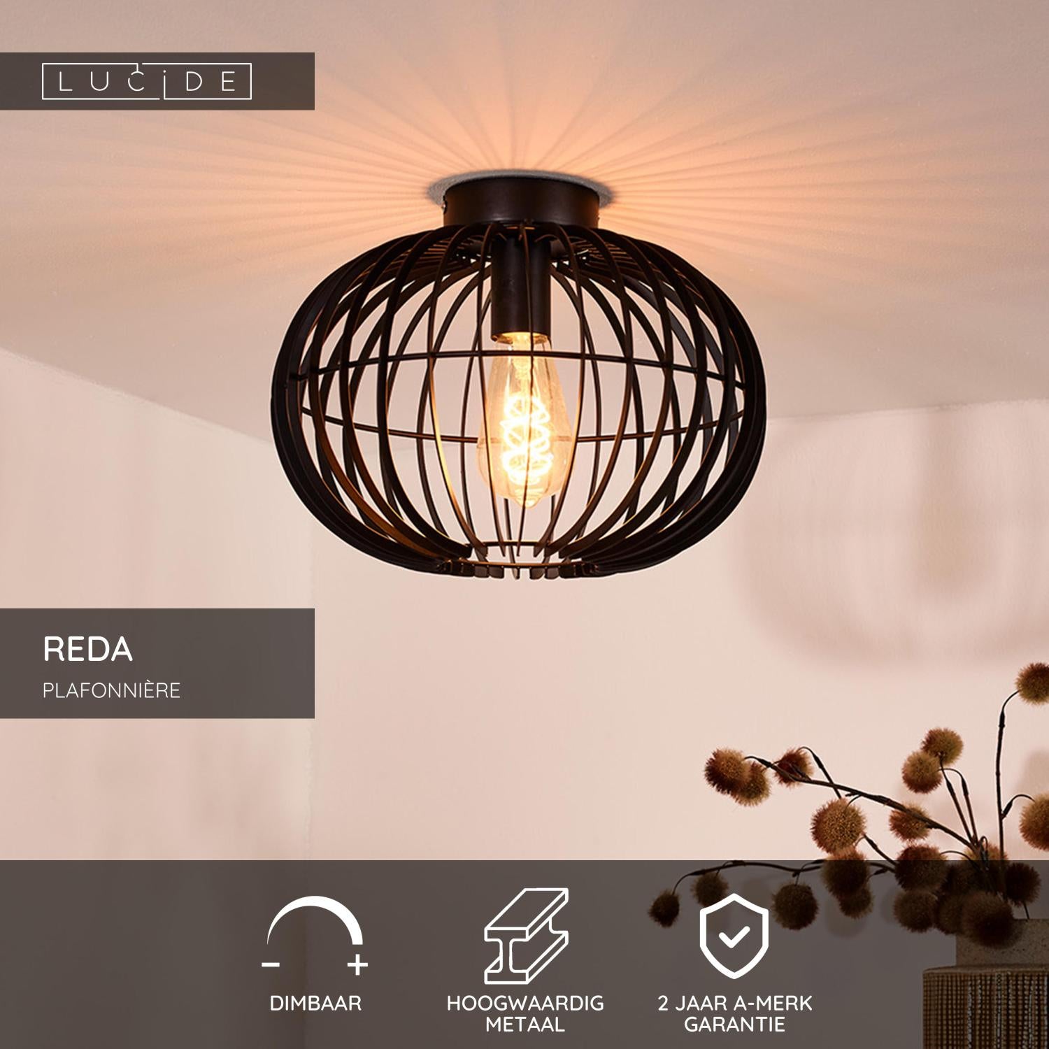 REDA - Plafonnier - Ø 32 cm - 1xE27 - Noir