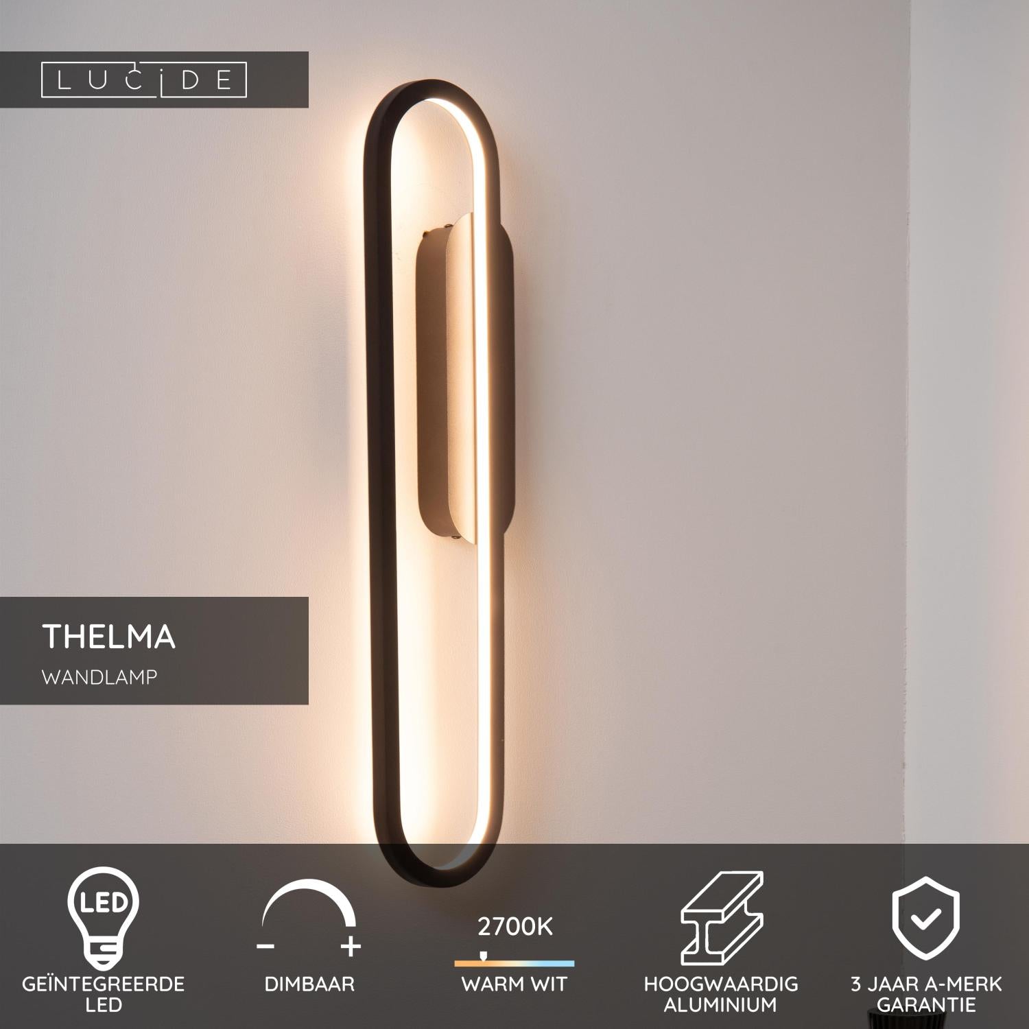 THELMA - Wall light - LED Dimmable - 1x24W 2700K - Black