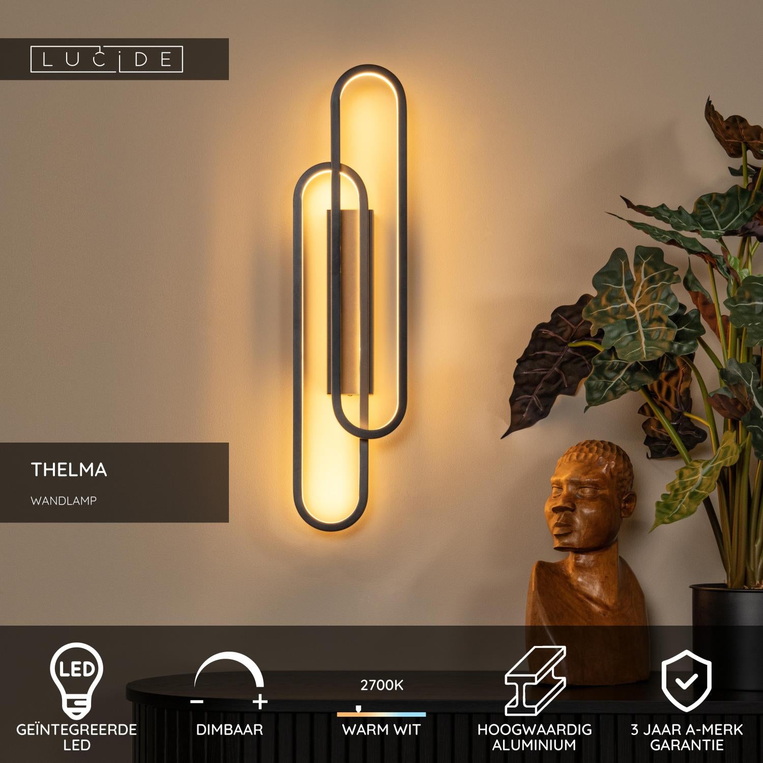 THELMA - Wall light - LED Dimmable - 1x35W 2700K - Black