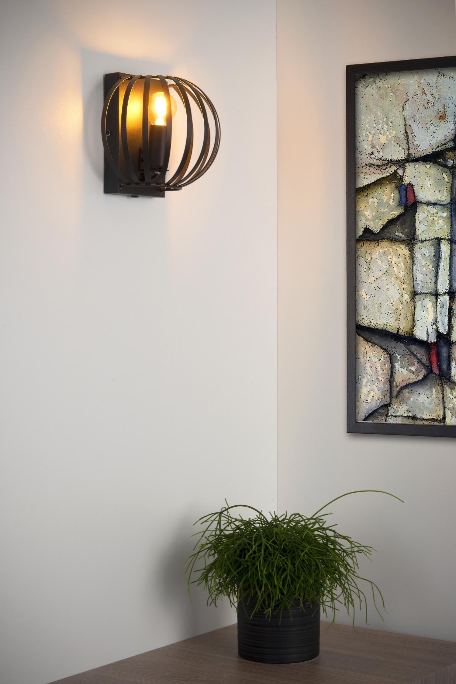 MANUELA - Wandlamp - 1xE14 - Zwart