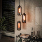 Suspension Smoke Mesh noir artic - 3 lumières, diamètre 35 cm