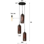 Suspension Smoke Mesh noir artic - 3 lumières, diamètre 35 cm