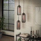 Suspension Smoke Mesh noir artic - 3 lumières, diamètre 35 cm