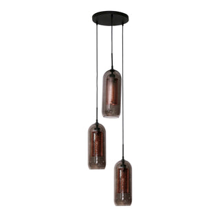 Suspension Smoke Mesh noir artic - 3 lumières, diamètre 35 cm