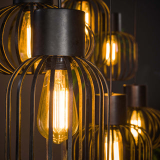 Hanglamp Mix Metal antraciet - 3+3-lichts, 145 cm breed