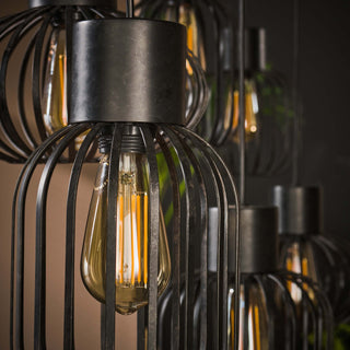 Hanglamp Mix Metal antraciet - 3+3-lichts, 145 cm breed