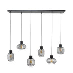 Hanglamp Mix Metal antraciet - 3+3-lichts, 145 cm breed