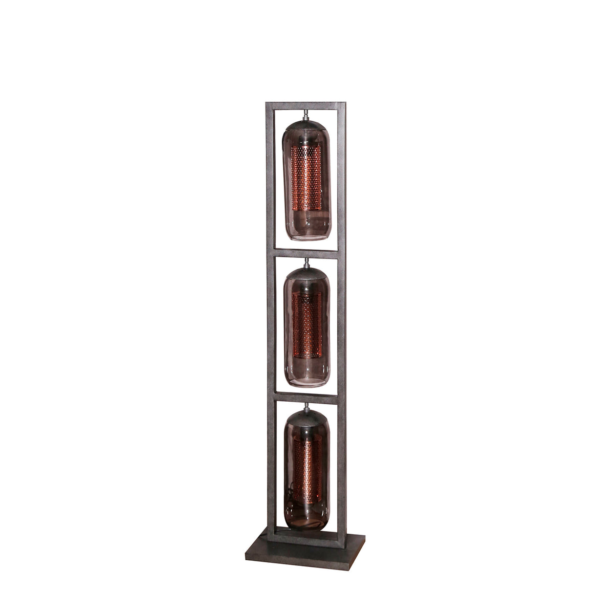 Floor lamp Smoke Mesh artic black - 3-light, 158 cm high