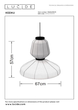 Lucide - KEENU - Pendant light - Ø 67 cm - 1xE27 - White - IP20