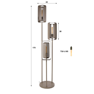 Floor lamp Mesh Rotate beige - 3-light, 170 cm high