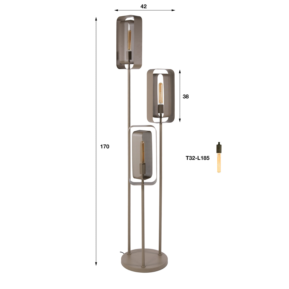Floor lamp Mesh Rotate beige - 3-light, 170 cm high