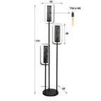 Lampadaire Mesh Rotate noir artic - 3 lumières, hauteur 170 cm