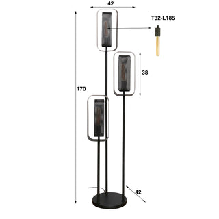 Lampadaire Mesh Rotate noir artic - 3 lumières, hauteur 170 cm