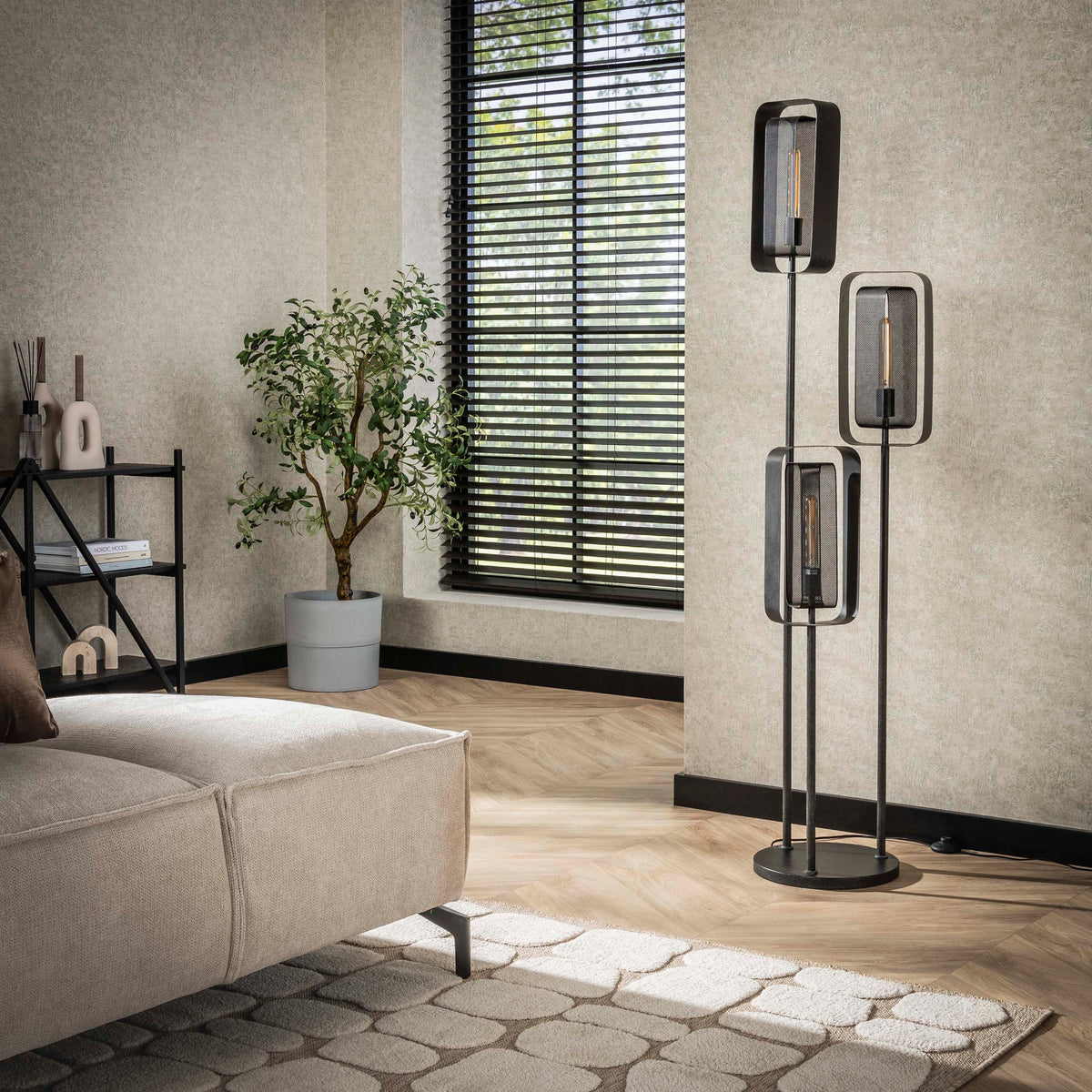 Floor lamp Mesh Rotate artic black - 3-light, 170 cm high