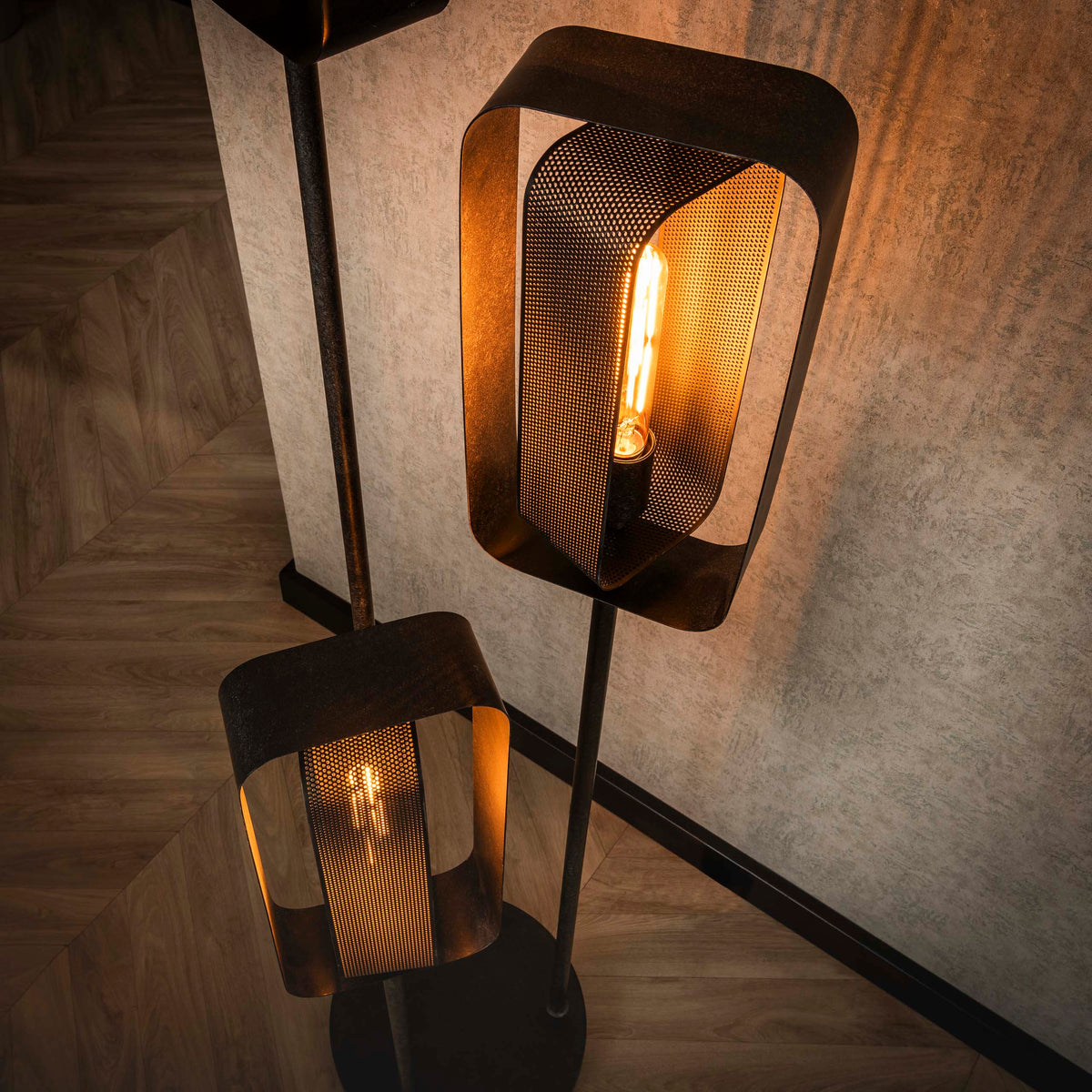 Floor lamp Mesh Rotate artic black - 3-light, 170 cm high