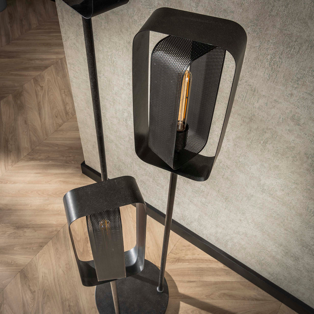 Floor lamp Mesh Rotate artic black - 3-light, 170 cm high