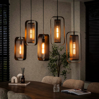 Pendant lamp Mesh Rotate artic black - 5-light, 145 cm wide