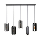 Pendant lamp Mesh Rotate artic black - 5-light, 145 cm wide