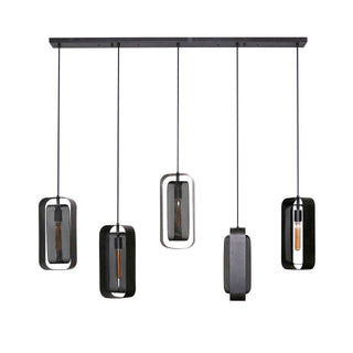 Pendant lamp Mesh Rotate artic black - 5-light, 145 cm wide