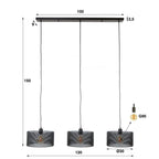 Suspension Mesh Round noir artic - 3 lumières, largeur 120 cm