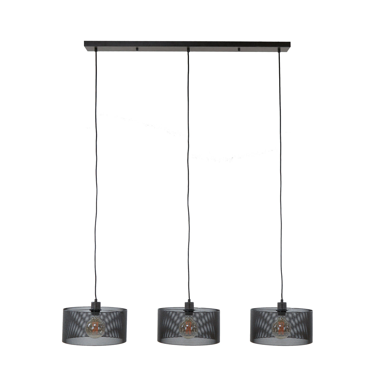 Pendant lamp Mesh Round artic black - 3-light, 120 cm wide