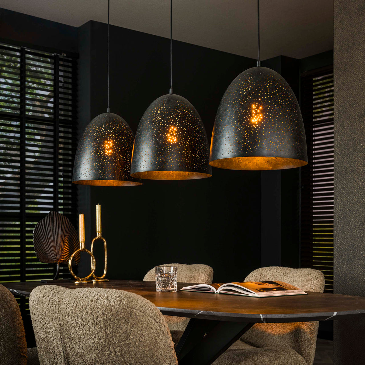 Pendant lamp Kosmos anthracite - 3-light, 120 cm wide