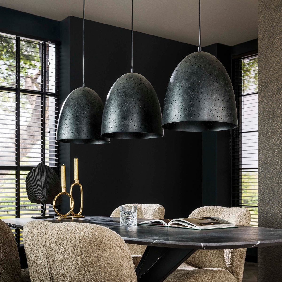 Pendant lamp Kosmos anthracite - 3-light, 120 cm wide