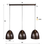 Suspension Kosmos brun urban - 3 lumières, largeur 120 cm