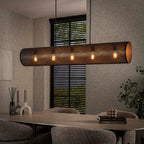 Hanglamp Tubon Mesh artic zwart - 5-lichts, 120 cm breed