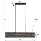 Hanglamp Tubon Mesh artic zwart - 5-lichts, 120 cm breed